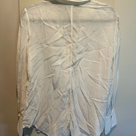 Club Monaco Cream Long Sleeve Notched Collar Shirt - Picture 4 of 4